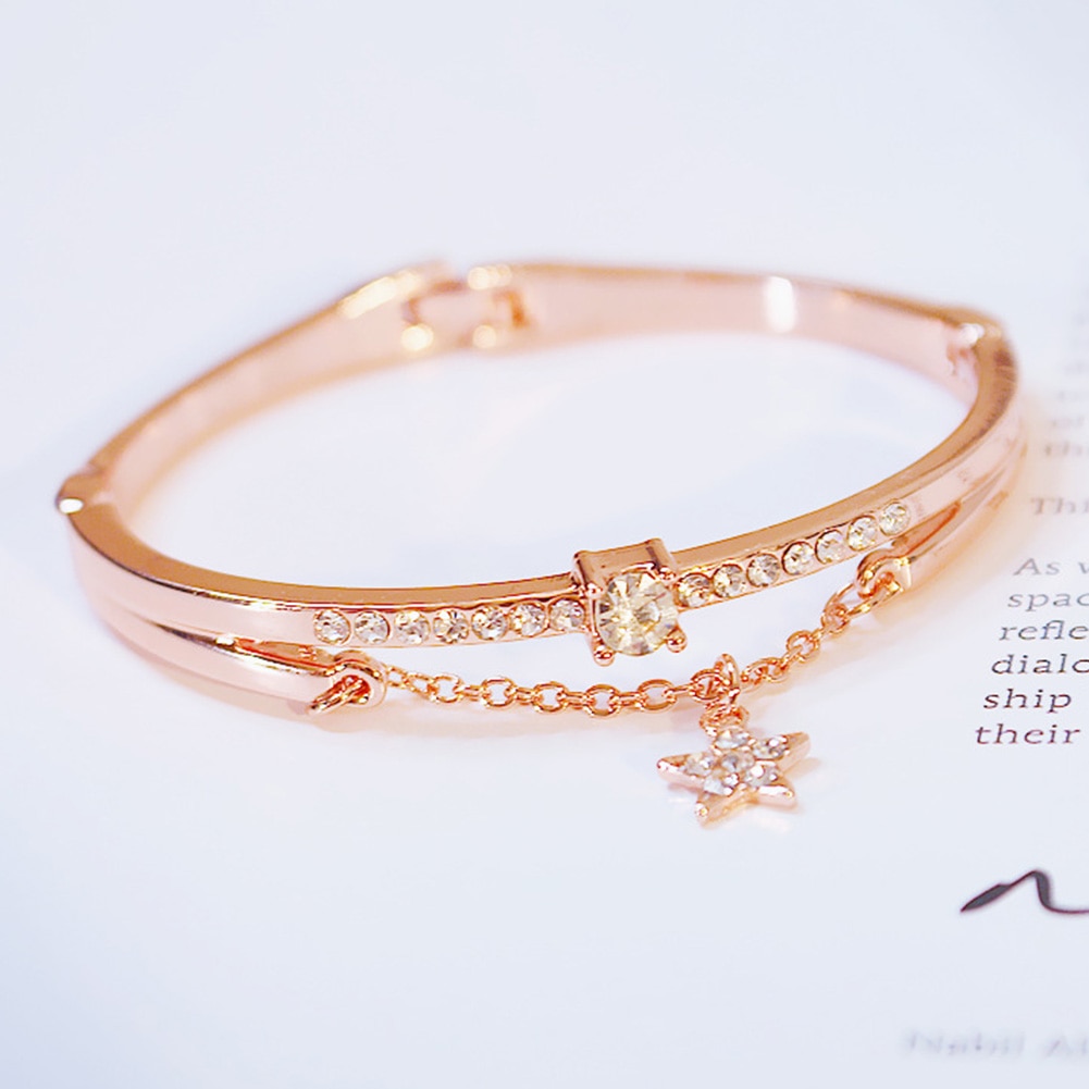 Armbanden voor vrouwen gouden bedelarmband ster hanger ketting glanzende strass ingelegde armband armband voor vrouwen