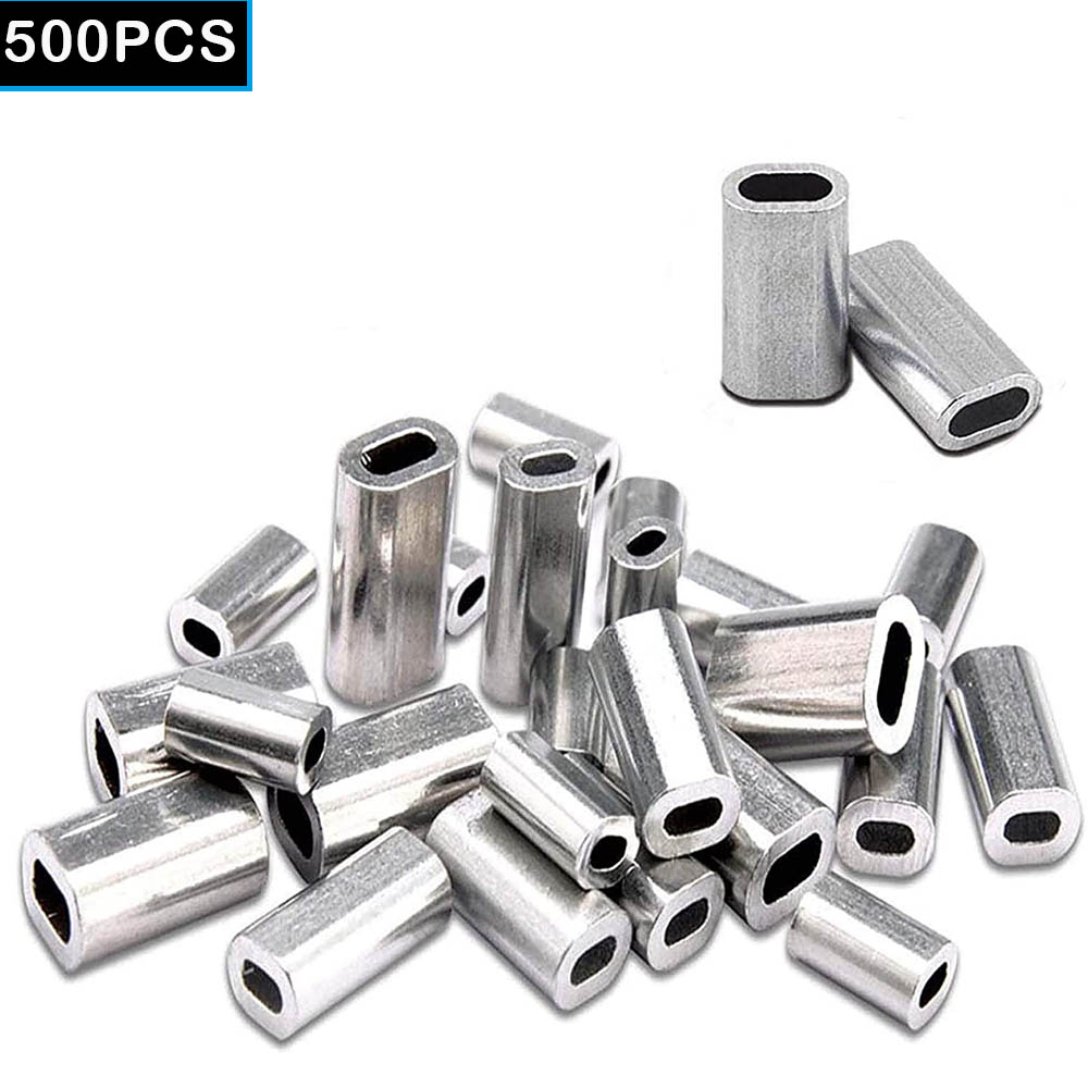 Manguitos de engaste de aluminio para pesca, conector de cable de tubo de engarce duradero para accesorios de línea de pesca, 500 piezas