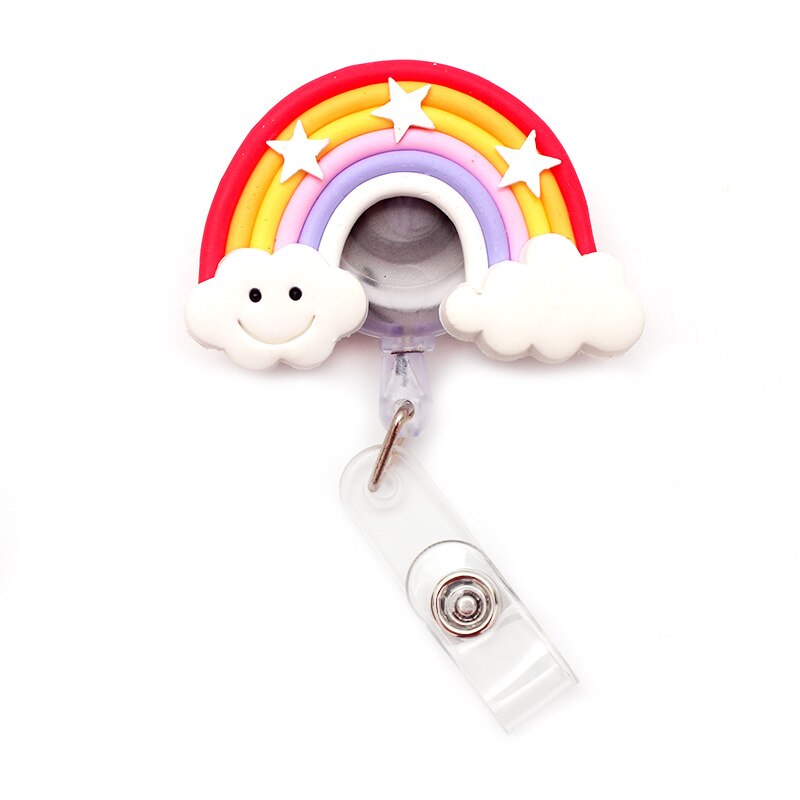 5 Colors Rainbow Retractable Plastic Badge Holder Reel Student Nurse Exhibition Enfermera Girl Name Card Chest Card