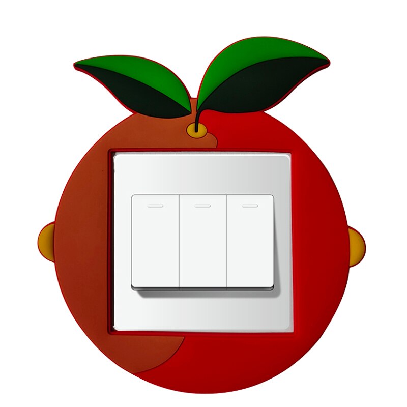 1pcs Switch Sticker Cartoon Fruit Strawberry Apple Pear Orange Silicone Switch Outlet Wall Sticker Home Decoration Accessories: XHM0092
