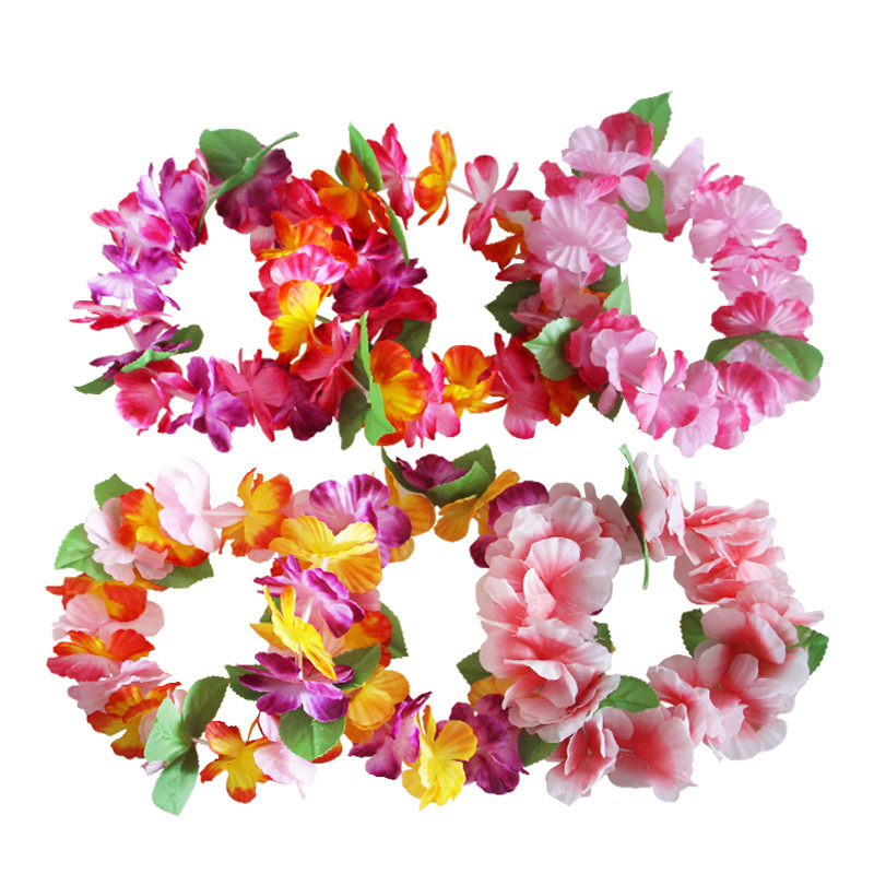 Oheart hawaii blomster krans pandebånd hovedbeklædning armbånd sæt til bryllupsfest dekoration diy sommer krans håndværk
