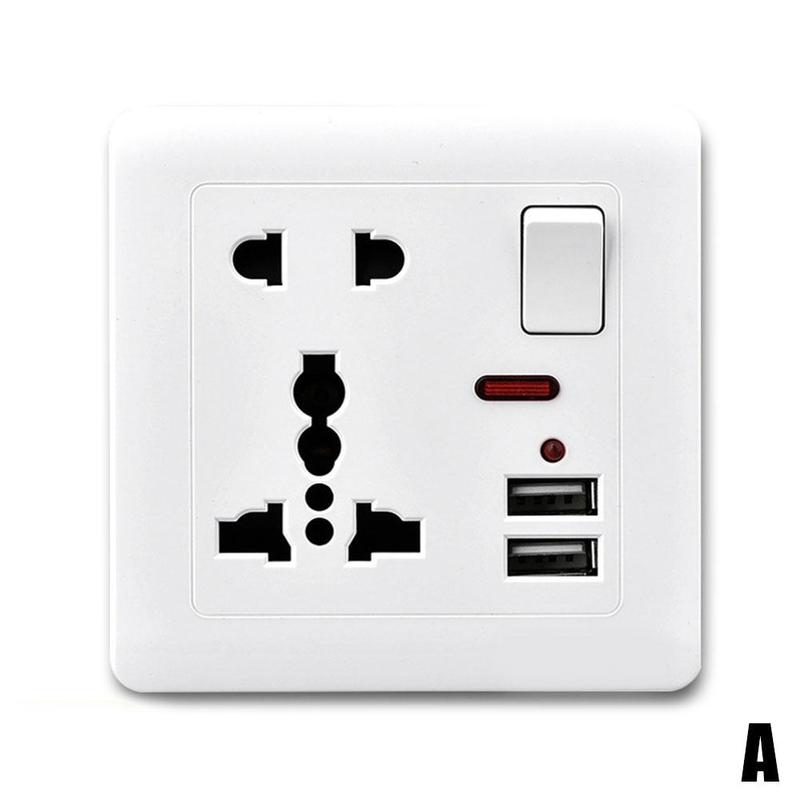 13A British Socket Usb Port Wall Charger Adapter Double Socket Way White Socket Gold 2 D6U3: A