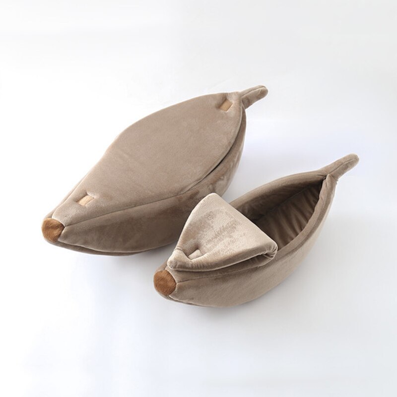 Bananenvormig huisdierbed, schattige kattenmat, warme zachte puppy-huisdierbedden voor honden, bananenkussen, nestbed, kattenaccessoires, huisdier