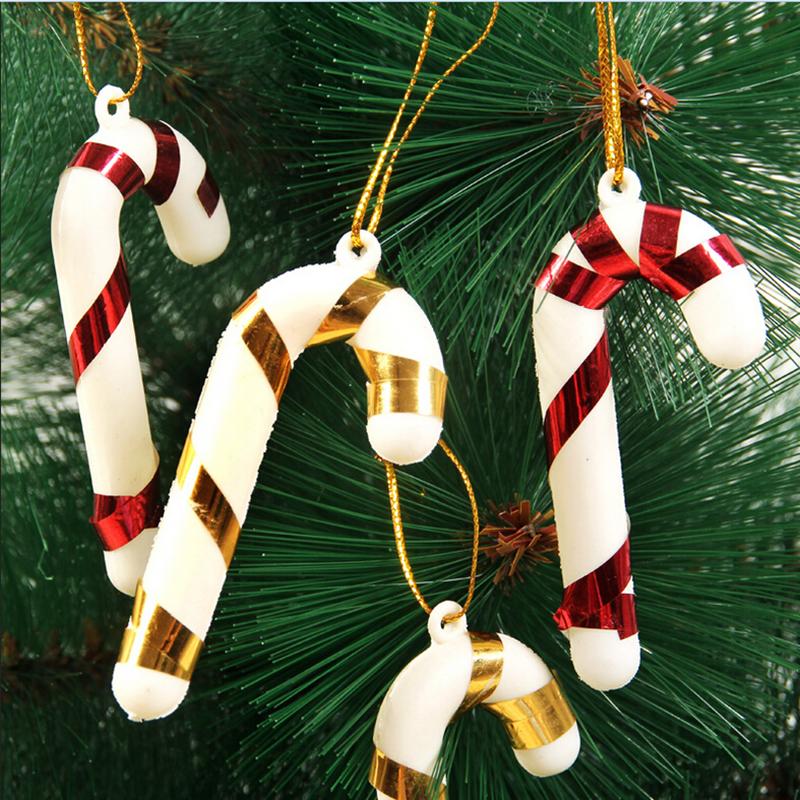 6 stks/pak Voor Nieuwjaar Xmas Party Kids XMAS Opknoping Candy Cane Kerstboom Ornamenten Crutch Hanger Decor