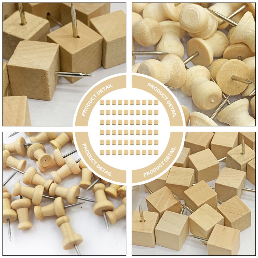 75Pcs Hout Punaise Punaise Stud Decoratieve Diy Tool Briefpapier (Willekeurige Stijl)
