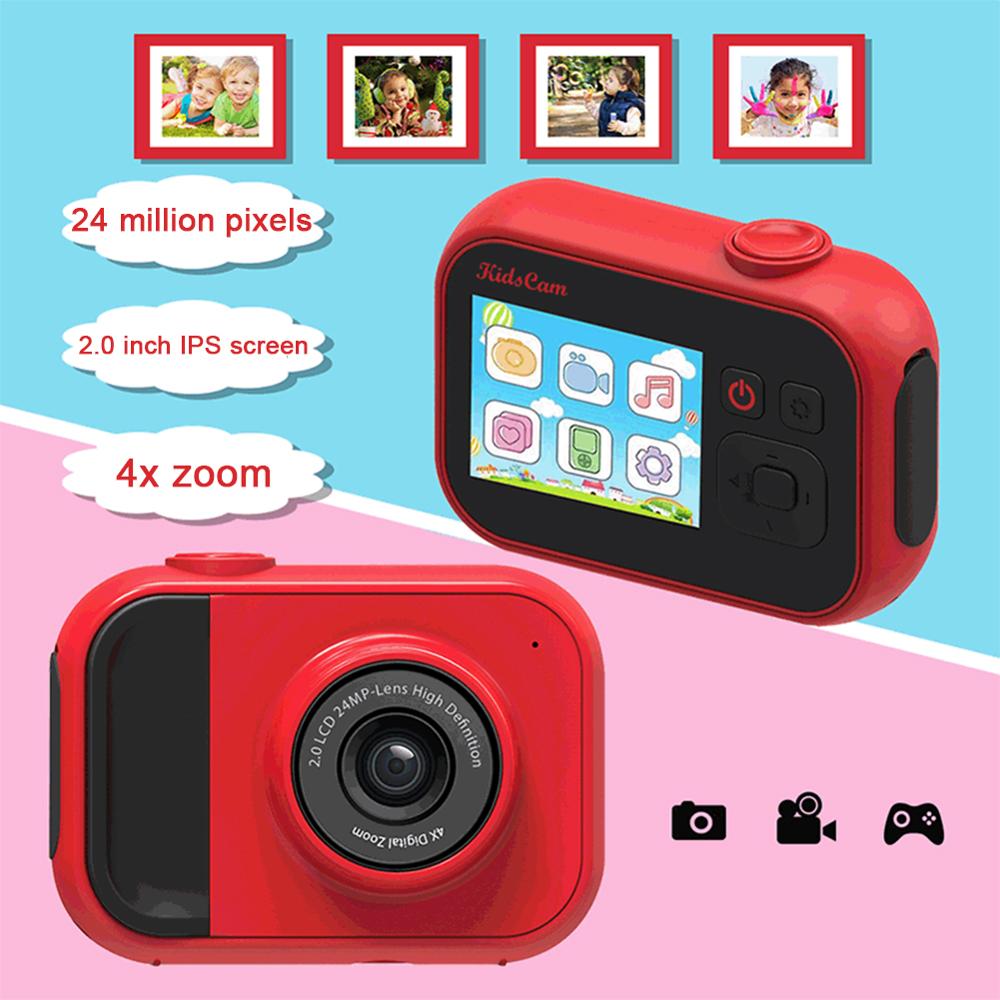 Mini pædagogisk fotokamera til børn 24mp fuld  hd 1080p digitalt kamera 4x zoom legetøjskamera til børnefødselsdag