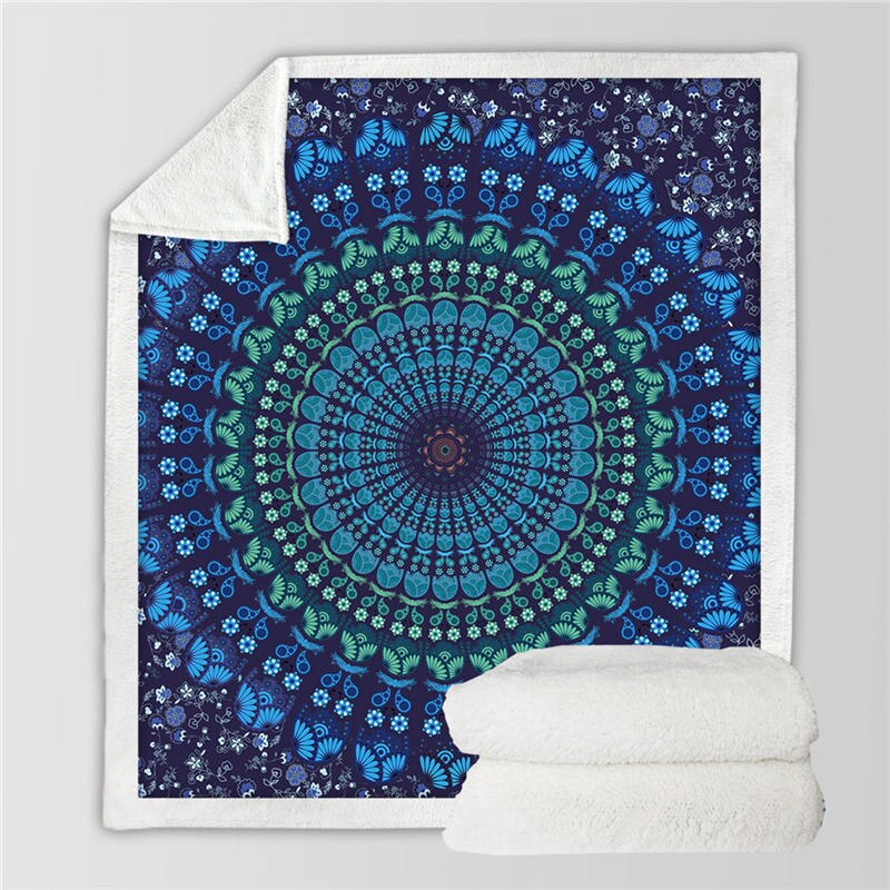 BeddingOutlet Mandala couverture pour adultes microfibre bohème en peluche Sherpa jeter couverture sur lit mince couette cobertor literie: 3 / 150cmx200cm