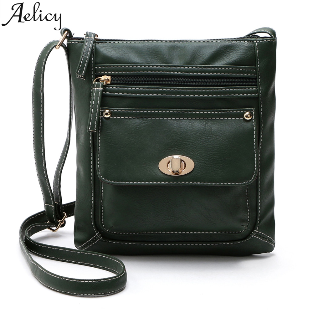 Aelicy solid color Leather Satchel Cross Body Zipper Crossbody Shoulder Bags Women Messenger Bags Handbag Zipper: GN