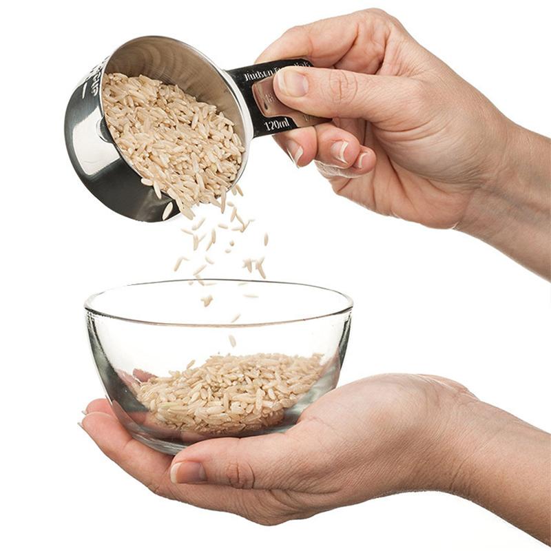 [7-Piece]Stainless Steel Measuring Cups - Made of 1 Solid Piece 304 Stainless Steel, Engraved Measurements, Nesting Measuring Cu