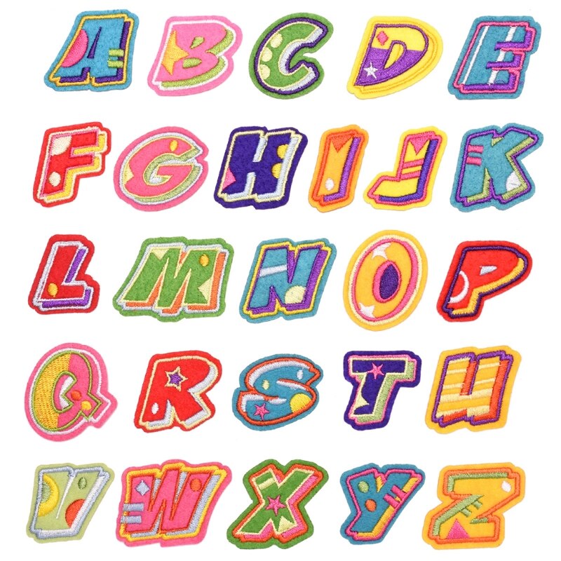 26 PCS Iron on Letters Patches Applique Sew on Patches Christmas Letter A-Z Patch Alphabet Embroidered Patches DIY: 8YY605207-C