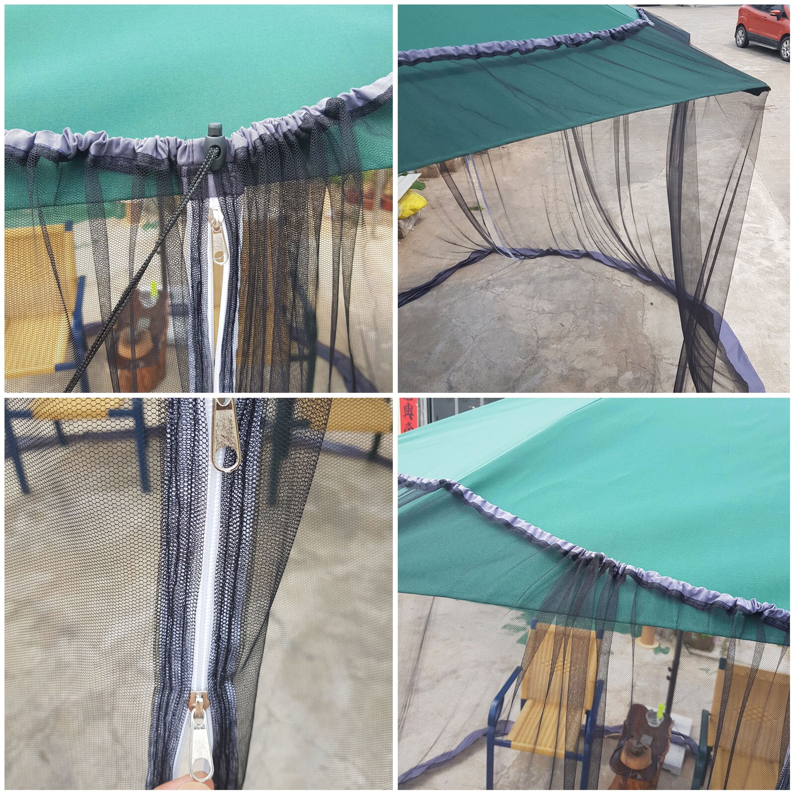 Garden Awning Mosquito Net Terrace Umbrella Mosquito Net Patio Table Umbrella Net Double-door Umbrella Tent Awning Net