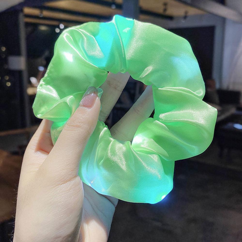 LED Light Luminous Colorful Scrunchies Headband Hair Accessories Girl Highly Elastic Large Intestine Loop Hair Rope: 08