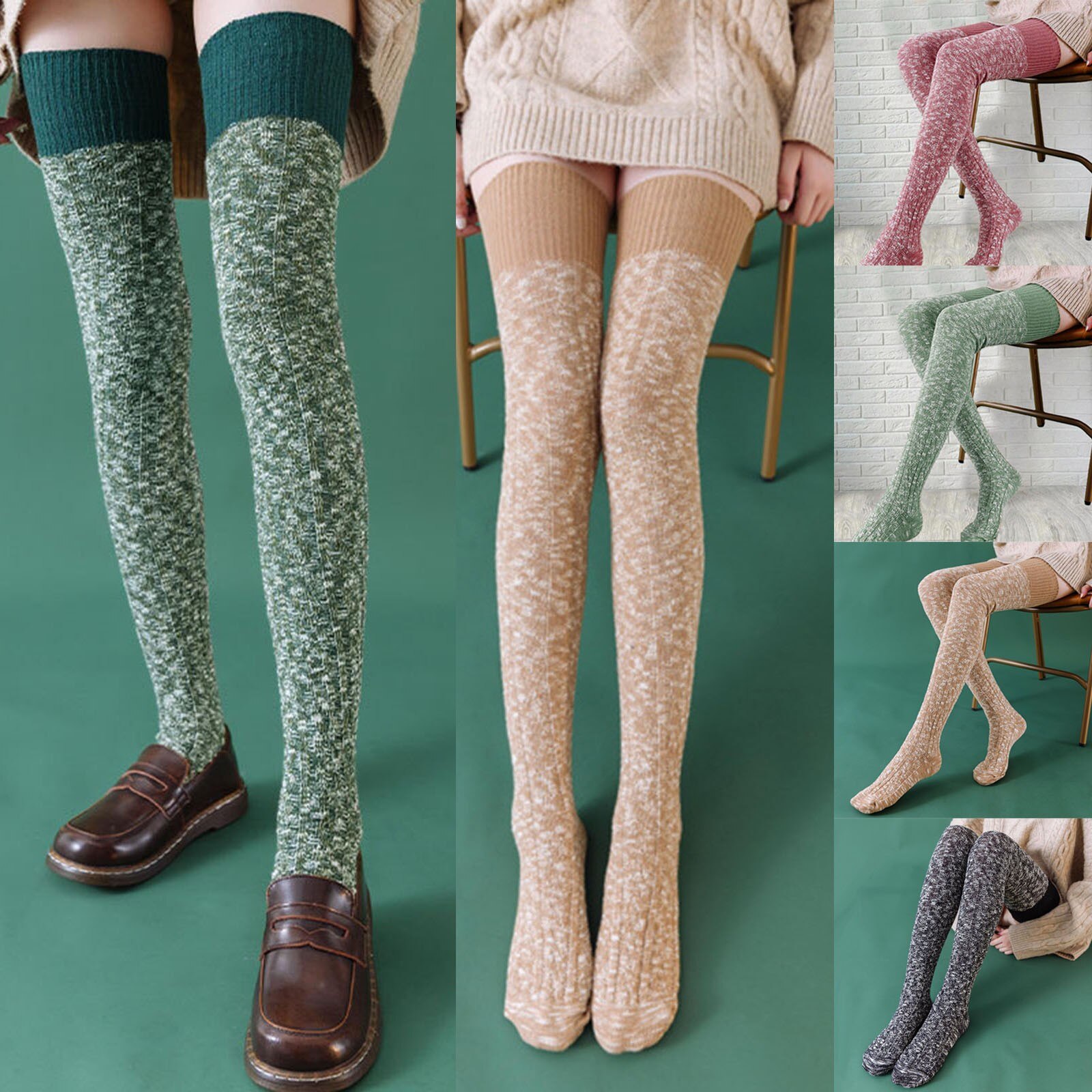 Chaussettes femme imprimé Chaussette chaude dames genouillères pour fille coton couleur unie chaussettes Calzini Donna Long Meias mignon