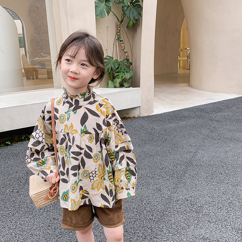 2021 autunno nuovo arrivo ragazze moda camicette floreali vestiti per bambini: only blosues / 2T