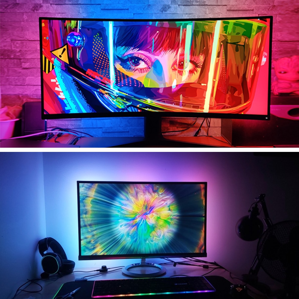 5V DIY Umgebungs TV USB LED Band HDTV Computer Monitor Hintergrundbeleuchtung PC Traum Bildschirm Farbe Licht Kasten für WS2812B SK6812 LED Streifen