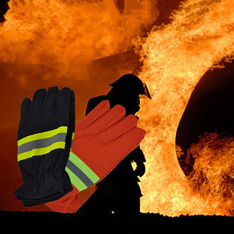 Reflective Belt Fireproof Gloves Wear-resistant Non-slip Safety Gloves Black Firefighters Safety Protection Products Fire Gloves