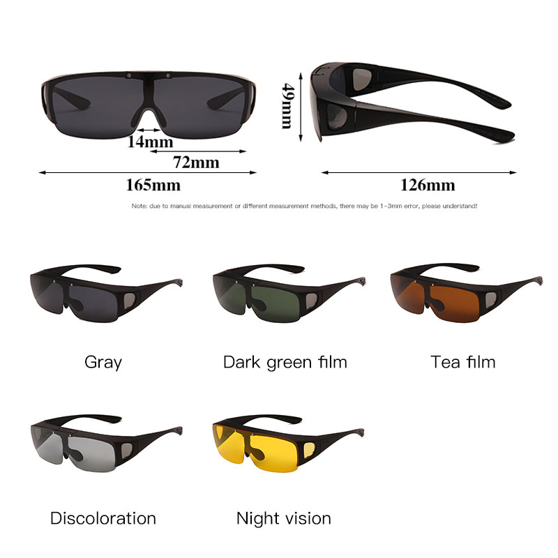Flip up polariserede solbriller mænd kvinder plastik stel  uv400 briller passer over udendørs kørsel fiskeri sport solbriller cover
