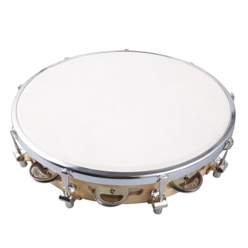 8"/10" Tambourine Capoeira Leather Drum Pandeiro Samba Brasil Wooden Tamborine Precussion Music Instrument For 150 D