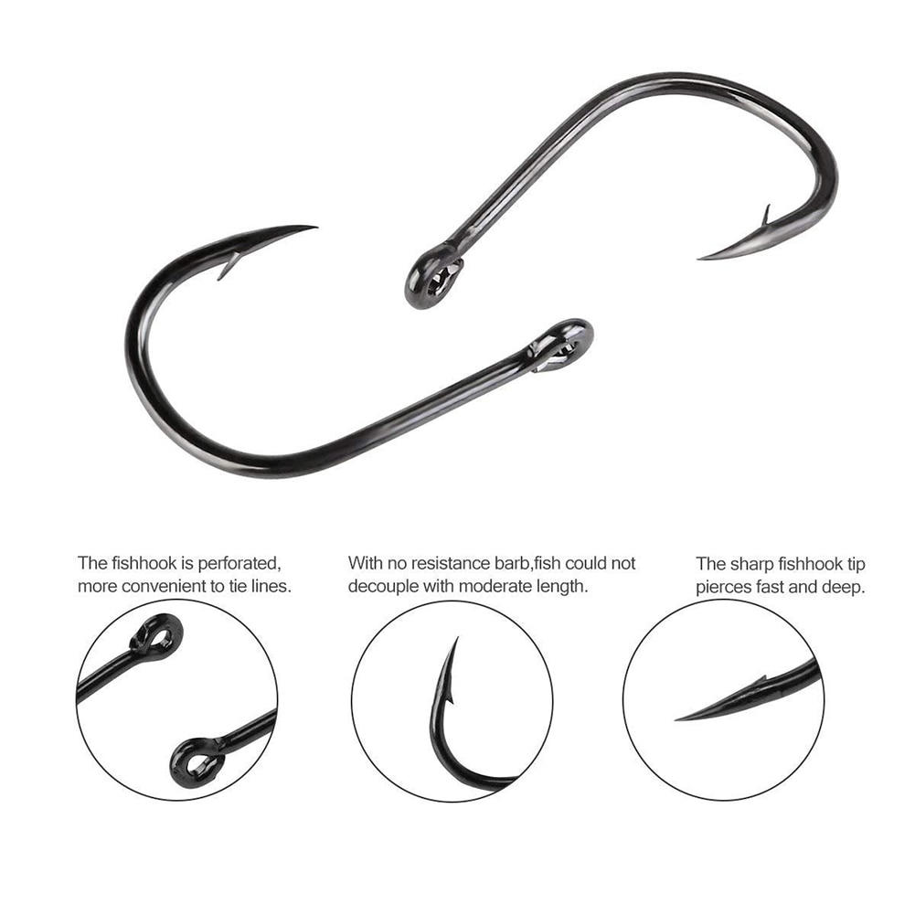 100Pcs Lake Fishing Hooks Set Carbon Steel Single Circle Fishing Hook Fly Fishing Jip Barbed Carp Hooks Sea Tackle Accessories