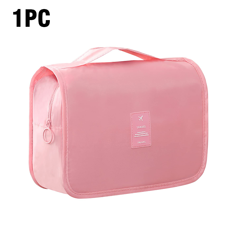 Bolsa de aseo portátil con gancho colgante para mujer, estuche de maquillaje, almacenamiento de baño, impermeable, bolsa de cosméticos de viaje de gran capacidad: Verde