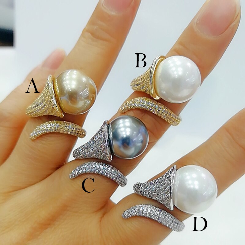 GODKI à la fleur de lys perle pile anneaux pour les femmes cubique Zircon doigt anneaux perles bague avec breloque bohème plage bijoux