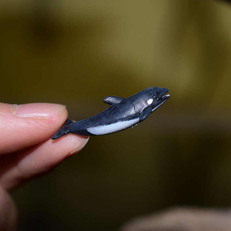 Miniatuur Oceanen Diermodel Schildpad Alligator Walvis Haai Dolfijn Pinguïn Clownfish Kikker Zee Wereld Mini Figurine Decor Speelgoed: Black whale