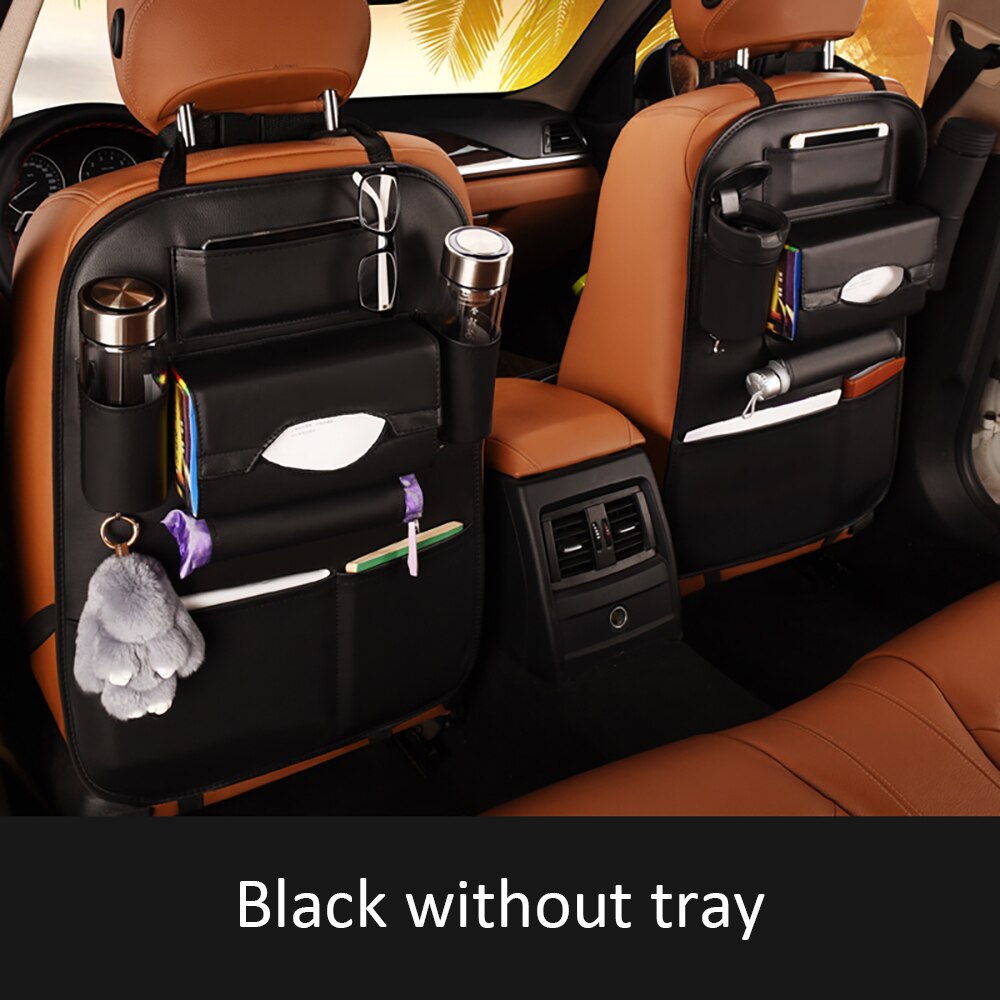 car Bag car organizer bag car seat storag seat back organizer foldable bag tray travel storage car organizer storag bag: Black 2
