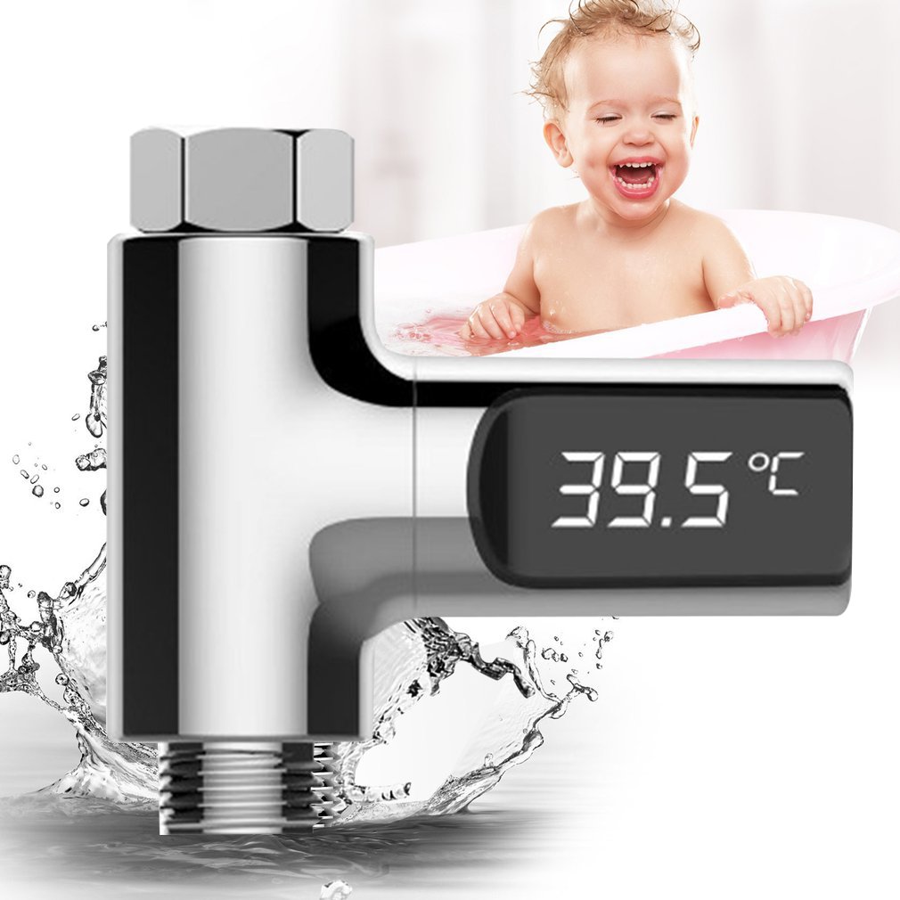 Thermomètre de douche à mécanisme d&#39;autoproduction d&#39;électricité,moniteur de température d&#39;eau, compteur d&#39;énergie intelligent à affichage LED