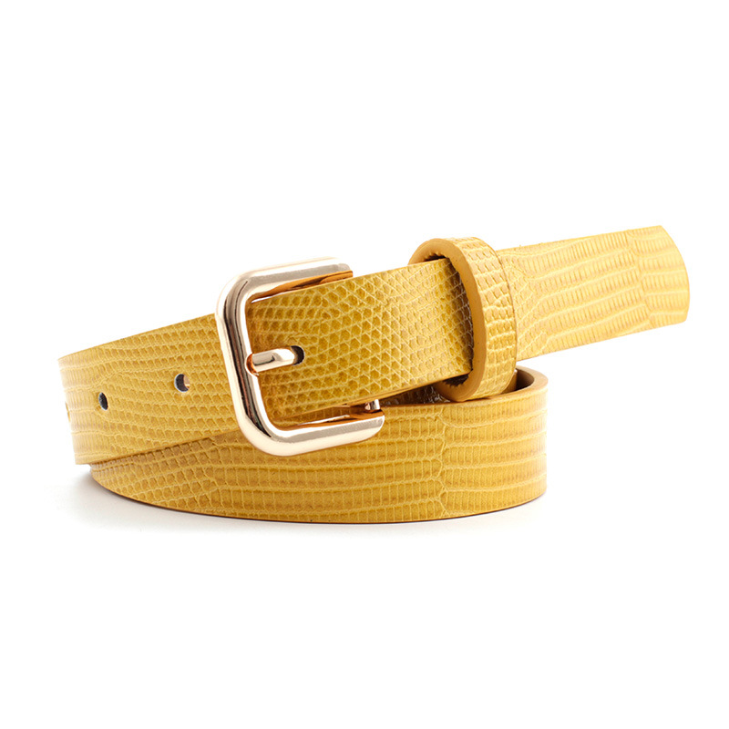 Effen Kleur Riemen Voor Vrouwen Gold Vierkante Pin Gesp Taille Riem Pu Lederen Riem Dames Snake Patroon Jurk Jeans Riem: yellow
