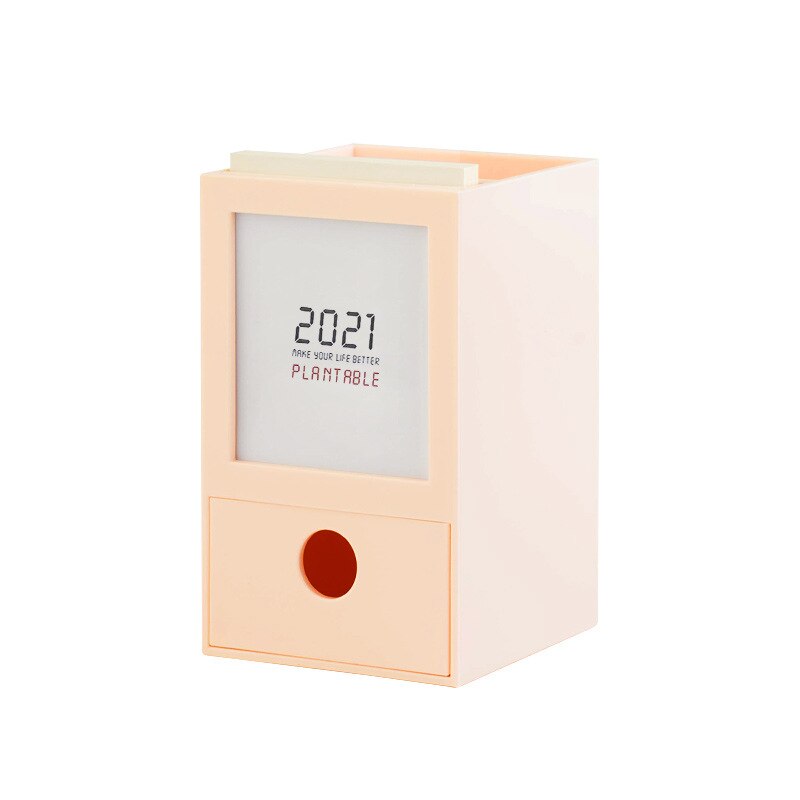 Calendar 2022 Desk Calendar Pen Holder Desktop Stationery Storage Business Office Desk Decoration: Pink 2022