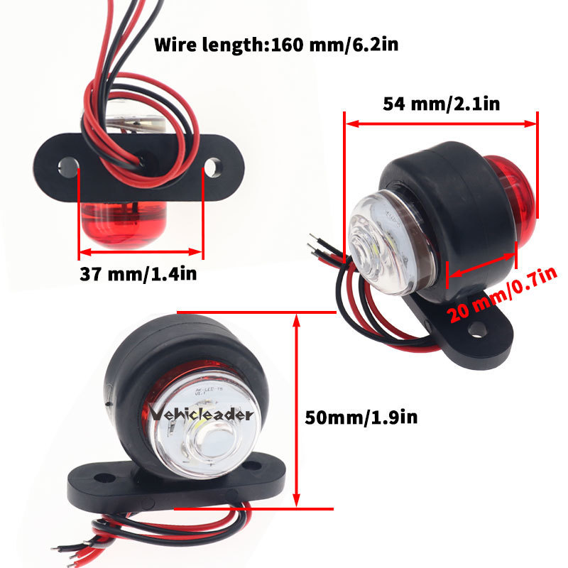 12V/24V 2LED Side Marker Light Truck Light Indicator Trailer Lorry Lamps Van Caravans Safety Turn Signal Lamp Warning Light