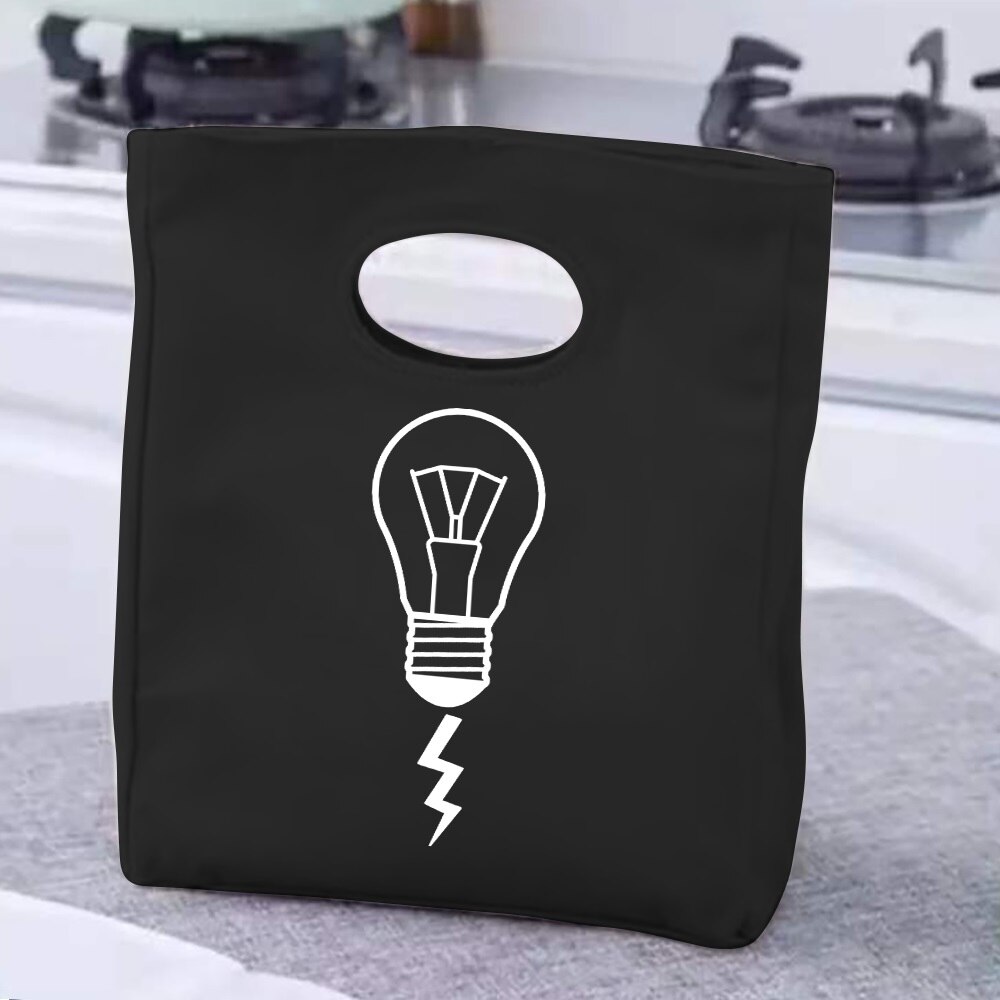 Lunch Bag Handle Insulation Cooler Bag Lunch Box Picnic Travel Portable Food Storage White Picture Printed Thermal Food Bag: green