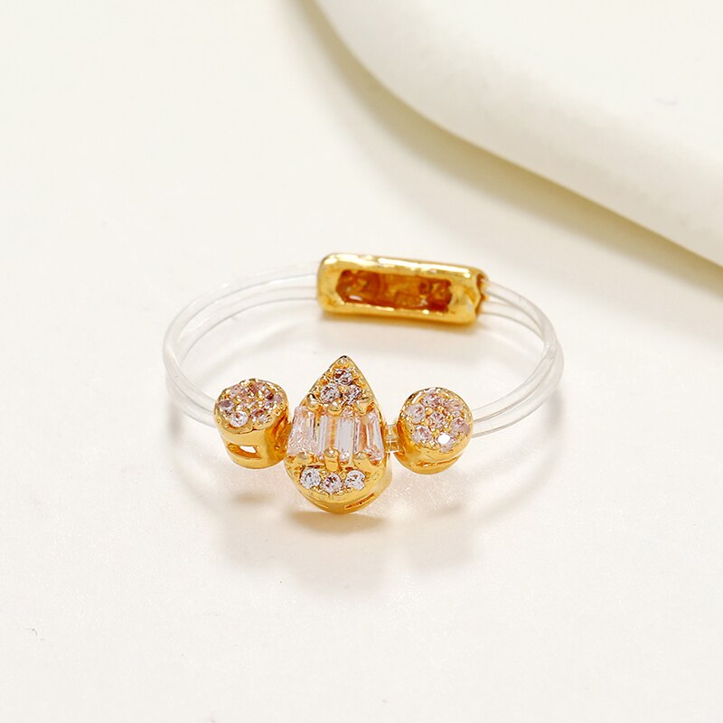 2021New Trendy anello moda donna invisibile trasparente linea di pesca anello gocce d'acqua accessori semplici per gioielli regalo: 7 / gold color