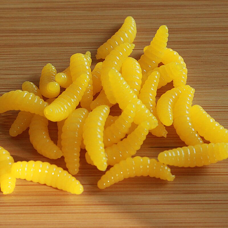 50/100 st 2cm maggot grub mjuka fiske bete krokar lukt maskar glöd räkor fisk beten parodi leksaker fiske mask leksak: A -50 st