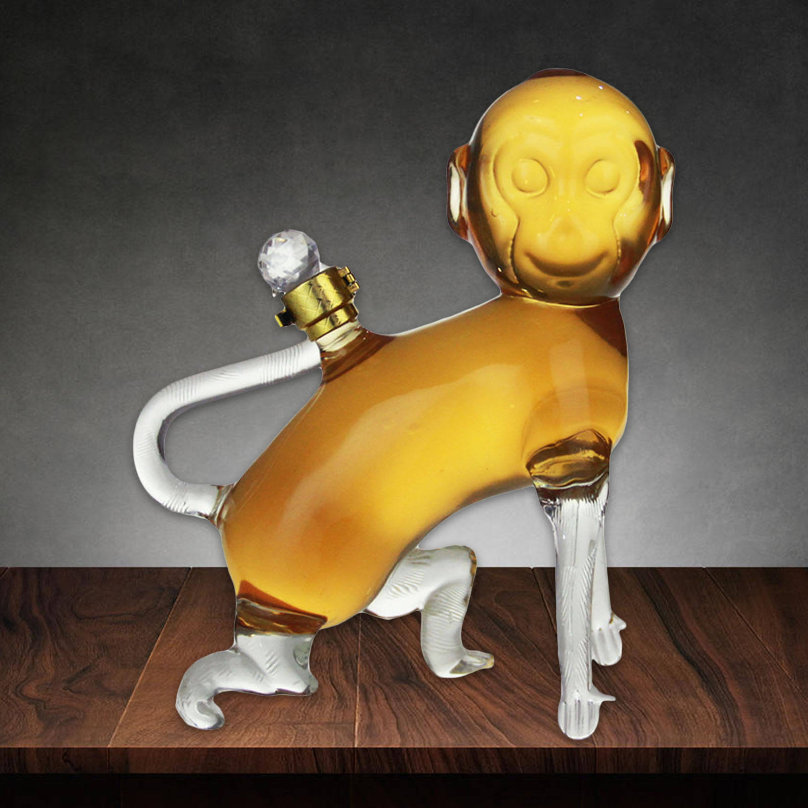 Monkey Shaped Whisky Decanter Clear Hand-Blown Glass Novelty Liquor Dispenser for Entertaining Drinkware Xmas Adults