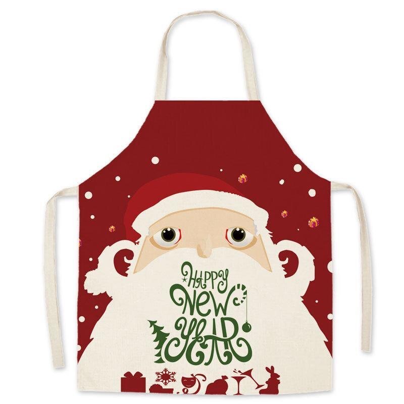 Christmas Anti-greasy Kitchen Aprons for Cooking Adult Bibs Sleeveless Cotton Linen Aprons: A6 / S 45x56cm