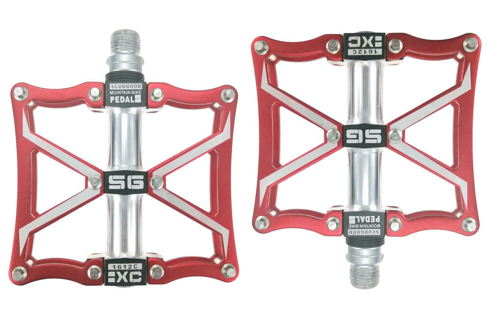 SHANMASHI Ultrathin Bike Pedals 3 Sealed Bearing Bicycle Aluminium Alloy CNC Wide Platform Mountain Road Bike Pedals: Red