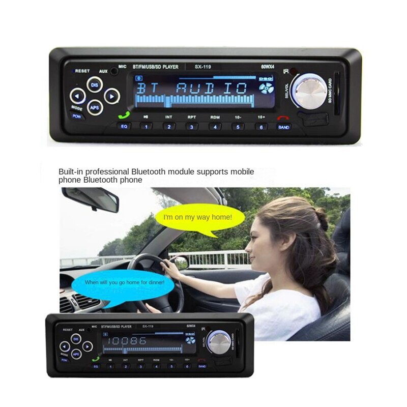 SX-119 Car Bluetooth Card Machine Bluetooth Hands-Free MP3 Car Radio Player DAB+