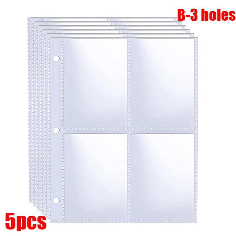 5/50pcs 4-Pocket Binder Photocards Holder Binder Background Paper Kpop Photo Album 6/3 Holes Inner Page Photo Card Binder Sleeve: Gold
