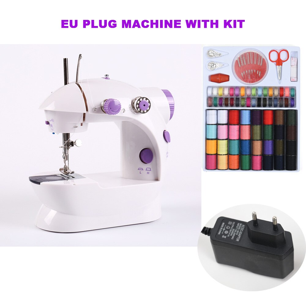 Mini pedal para máquina de costura, portátil, com luz noturna, cortador de linha reta e enrolamento automático: EU WITH KIT