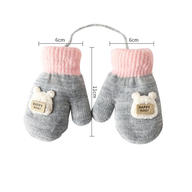 Guantes de dibujos animados para niños, manoplas suaves y cálidas, de punto, accesorios de Navidad
