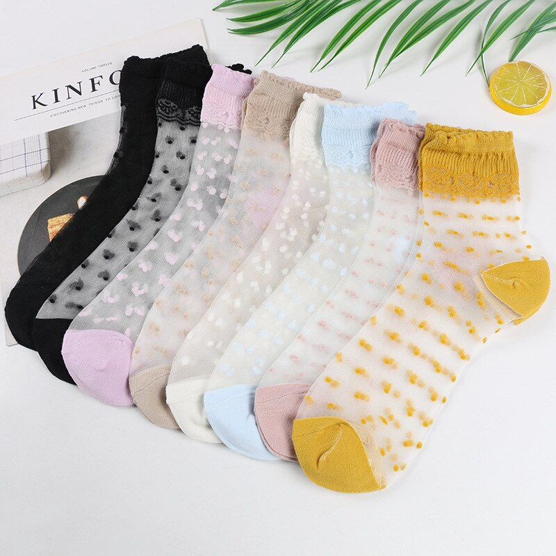 Japanse En Koreaanse Dunne Zijden Sokken Kristal Transparante Sokken Zomer Dunne Transparante Dames Womens Sokken