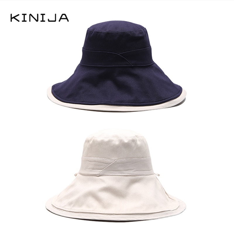 Chapeau bob d'été en coton pour femme, réversible, style panama, pliable, protection uv, pour la plage et le soleil