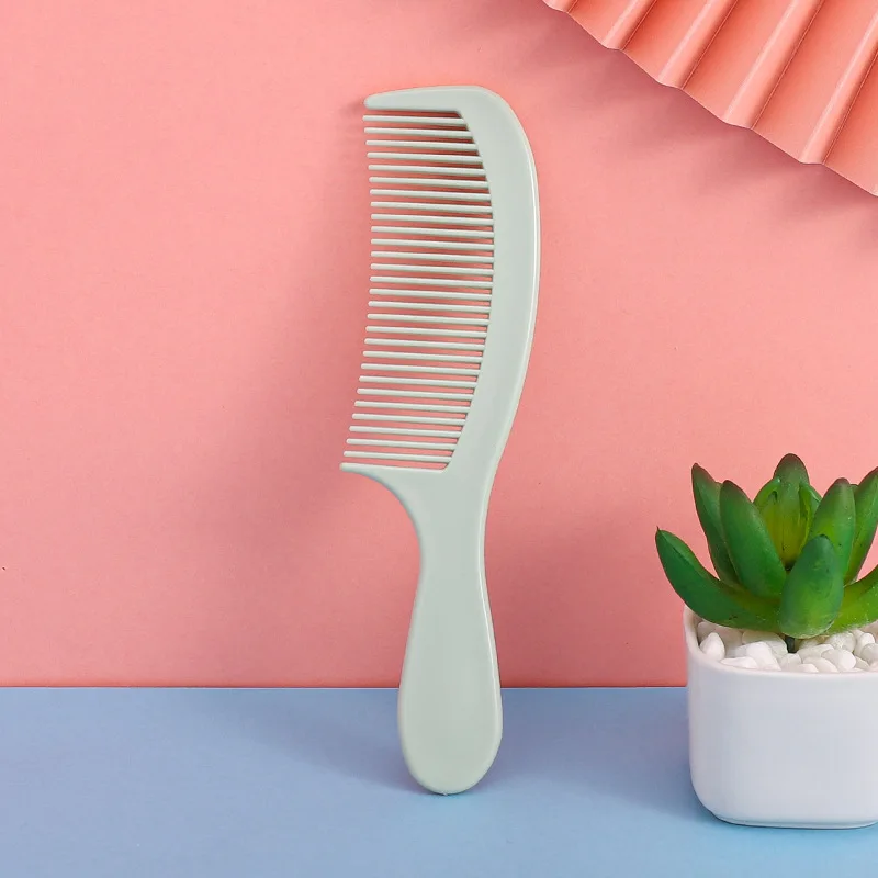 Cepillo de pelo de mano con gancho húmedo, peine rizado, peine plano de plástico, masaje del cuero cabelludo, peine Alisador, herramienta de peinado de peluquería, desenredar: Verde