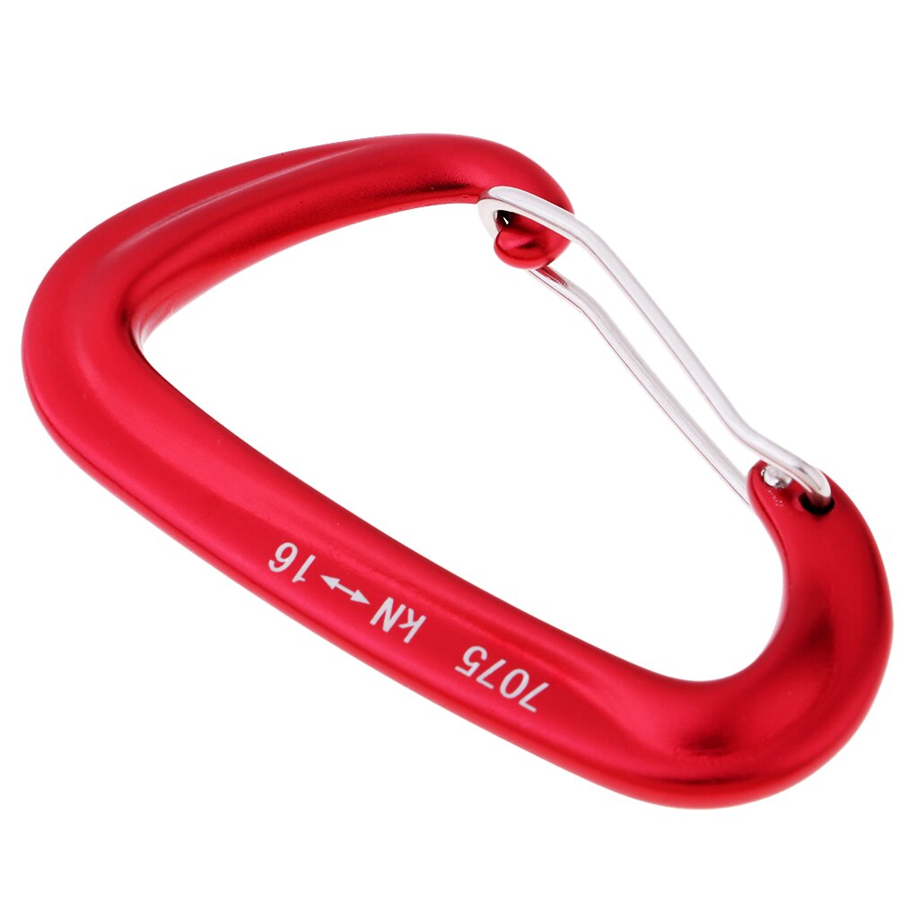 1 st 16kn aluminium wire gate hängmatta säkerhets karbinhake wiregate låsning d typ nyckelring spänne för räddning yoga camping vandring: Röd