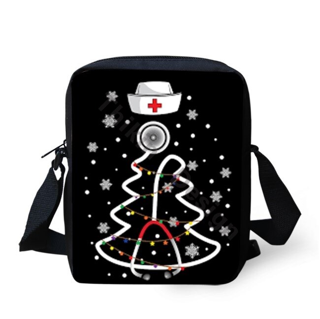 Kerst Verpleegkundige Crew Prints Patroon Schouder Tas Voor Meisjes Crossbody Telefoon Bag Coin Boodschappentassen Mochila: ALP2568E