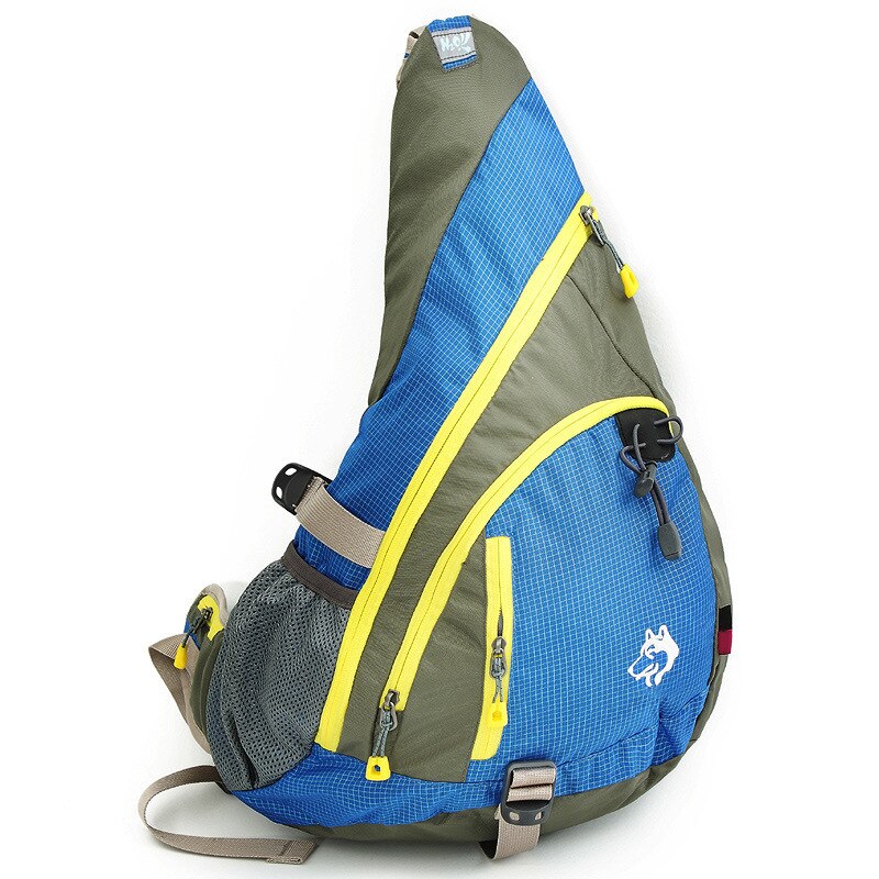 Jungle king udendørs vandtæt multifunktionel sport bjergbestigning brystpose skulder skrå rygsæk camping rejse lomme: Blå farve