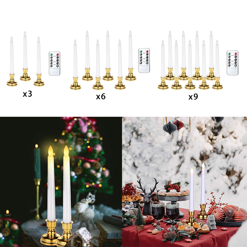 LED Electric Flameless Window Candle Lights Remote Wedding Decor 9pcs