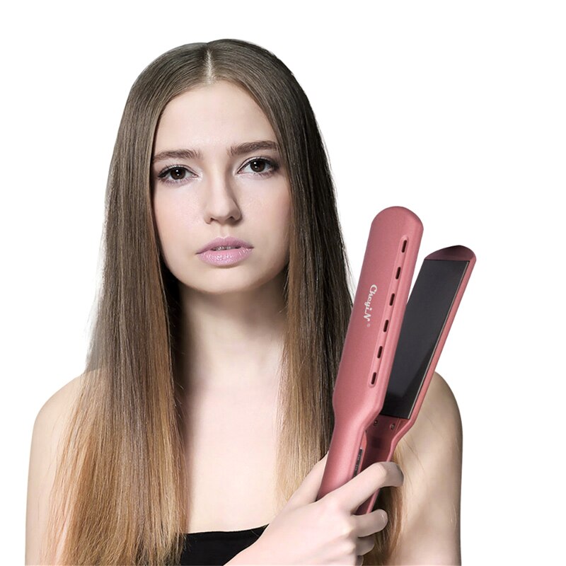 Hair Straightener Flat Iron Temperature Control Wide Iron Fast Heating Titanium Alloy Straightening Plate Wet Dry
