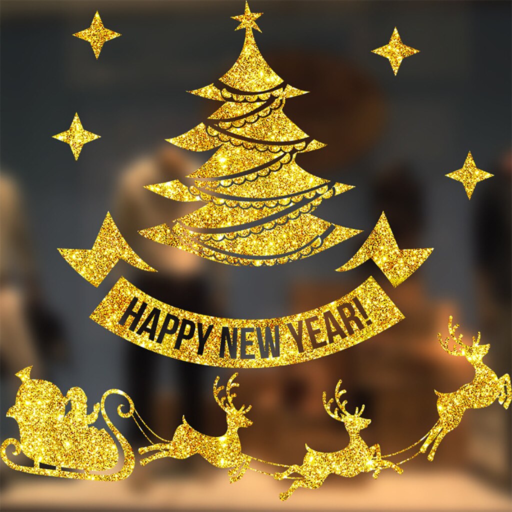 Merry Christmas Window Art Decals Family Room Wall Stickers Murals Decorative Stickers Removable Wall Art Stickers: E